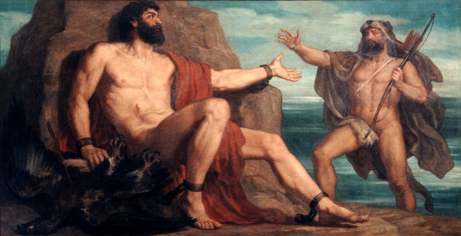 Ο Ηρακλής απελευθερώνει τον Προμηθέα (Πίνακας του C. Gripenkerl)